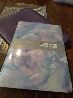 New Wocadi 5-in-1 Violet Floral MacBook Air 13 Sleeve Protection Kit